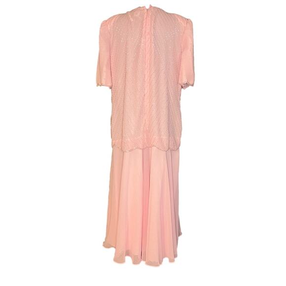 Vtg Beaded Floral Layered Chiffon Fairy Coquette Maxi Dress Size 2X Regency Glam - Picture 6 of 8